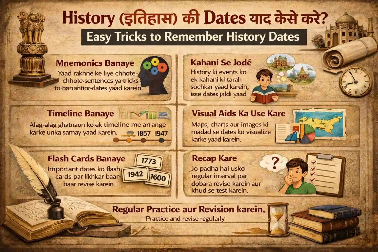 <span class="title-highlight-color">History (इतिहास) की Dates याद कैसे करें:</span> मज़ेदार Tricks और Smart Hacks जो कभी भूलने नहीं देंगे